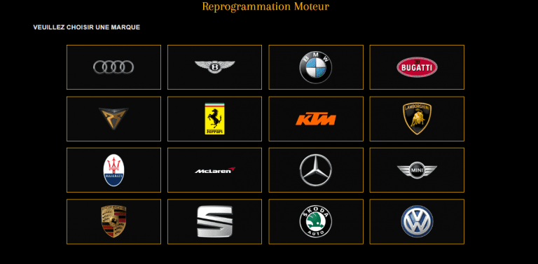 Simulateur de reprogrammation choix des marques